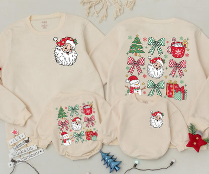 Retro Santa Christmas Sweatshirt Baby Toddler Outfit: Vintage Holiday Graphic, 2-Sided Design, Xmas Gift for Newborns, Cute Xmas Clothing