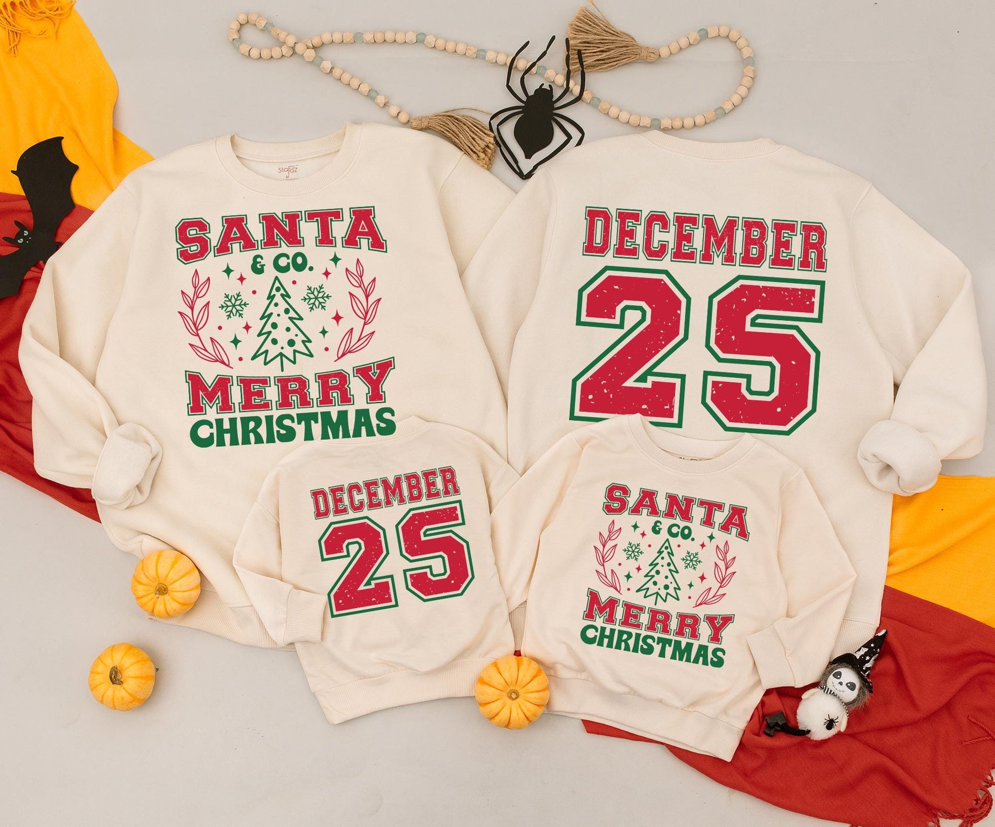 Vintage Santa & Co. Christmas Baby Romper Outfit, Distressed December 25 Toddler Sweatshirt Set, Retro Xmas Newborn Clothing Holiday Gift 138