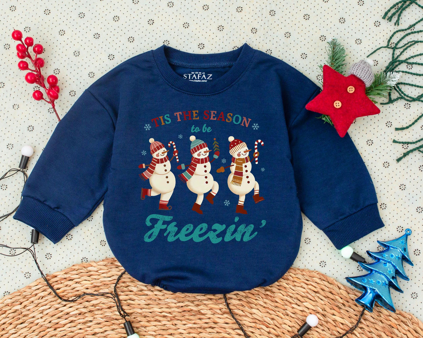 Vintage Christmas Romper: Cute Toddler Sweatshirt & Baby Outfit
