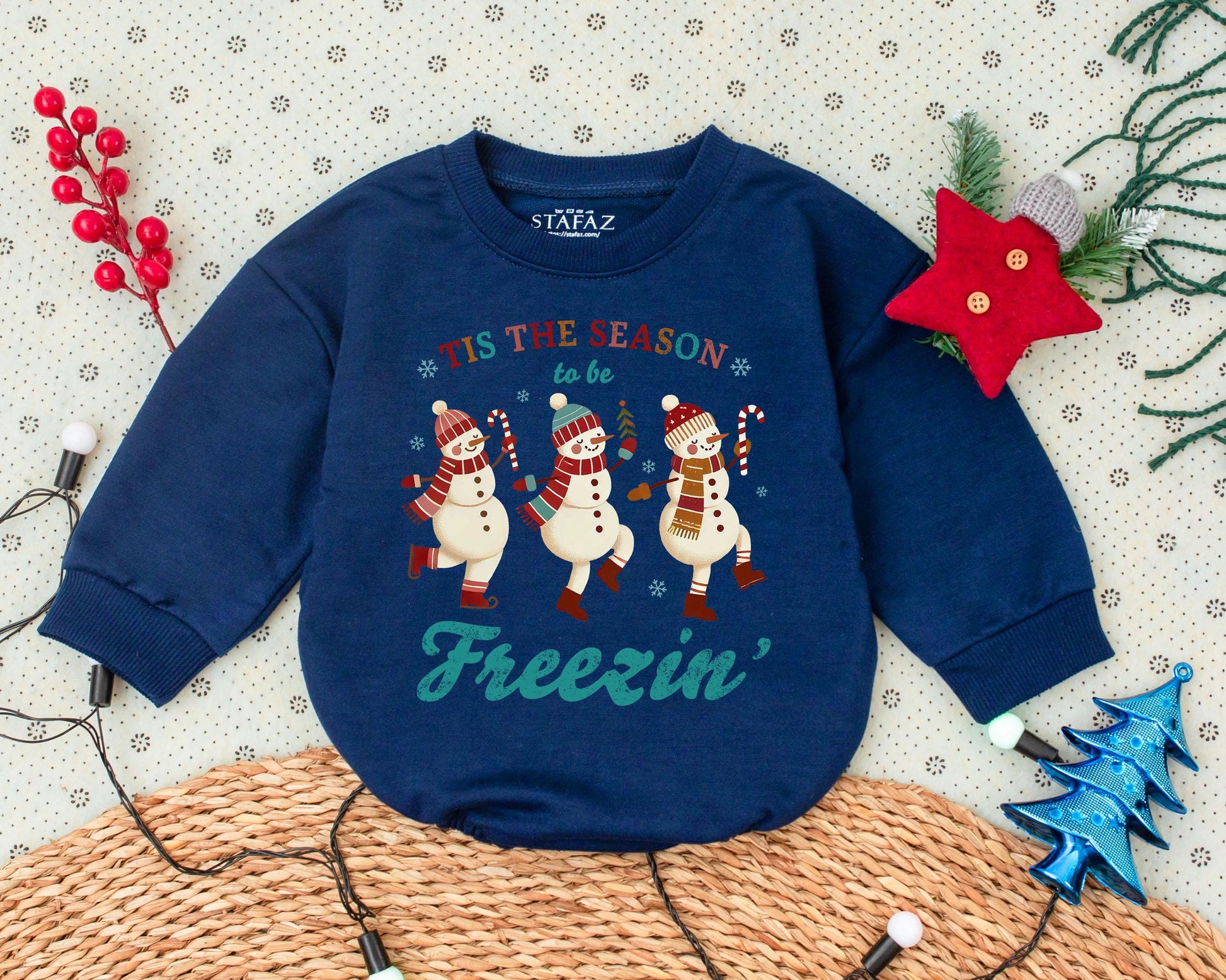 Vintage Christmas Romper: Cute Toddler Sweatshirt & Baby Outfit