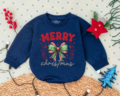 Vintage Merry Christmas Bubble Romper - First Christmas Outfit