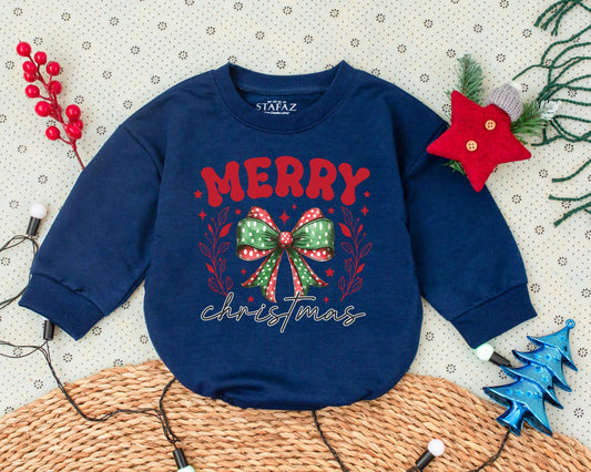 Vintage Merry Christmas Bubble Romper - First Christmas Outfit