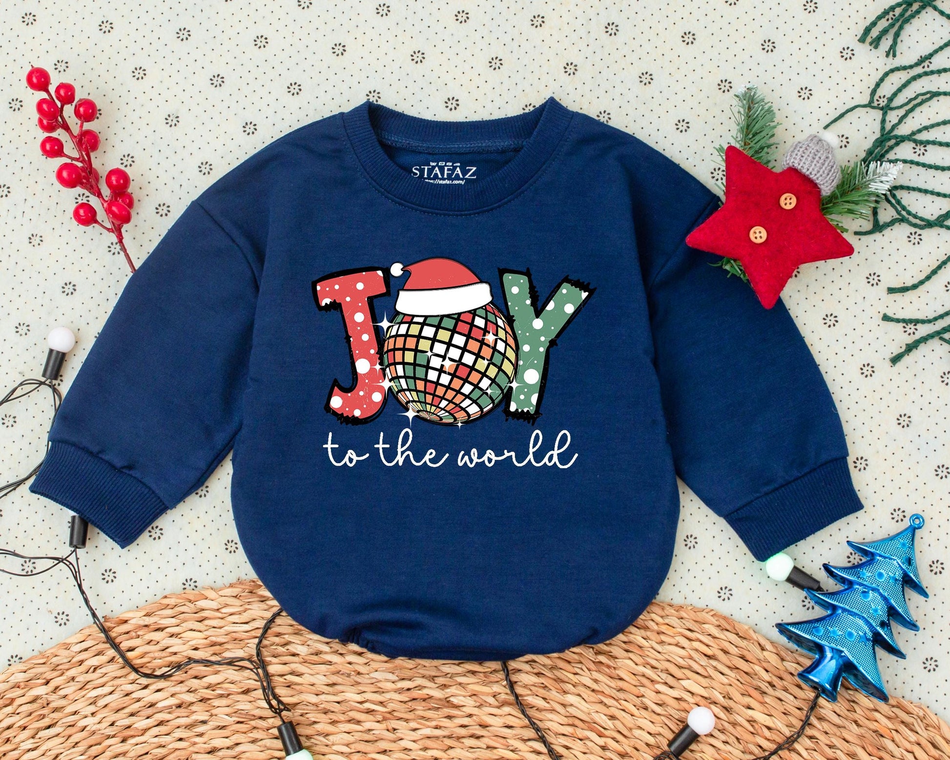 Joyful Christmas Romper: Vintage Toddler Sweatshirt & Baby Gift