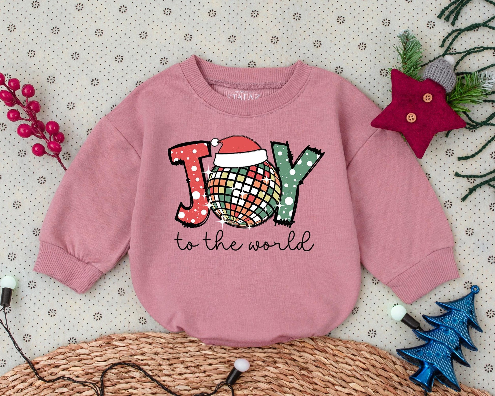 Joyful Christmas Romper: Vintage Toddler Sweatshirt & Baby Gift