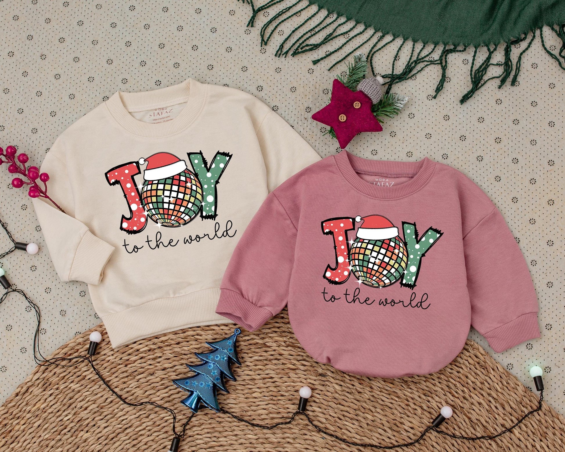 Joyful Christmas Romper: Vintage Toddler Sweatshirt & Baby Gift