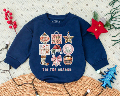 Boho Christmas Infant Romper: Vintage Style First Holiday Outfit