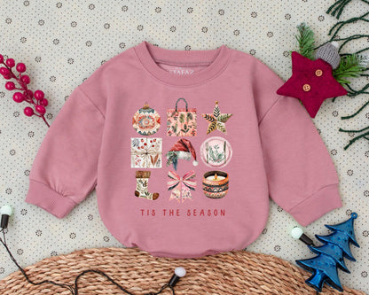 Boho Christmas Infant Romper: Vintage Style First Holiday Outfit