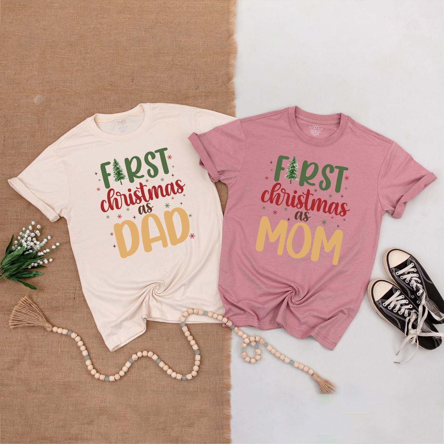 Festive First Christmas Family Outfit - Personalized T-Shirts Set