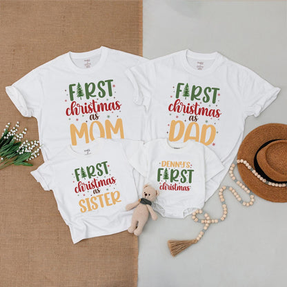 Festive First Christmas Family Outfit - Personalized T-Shirts Set