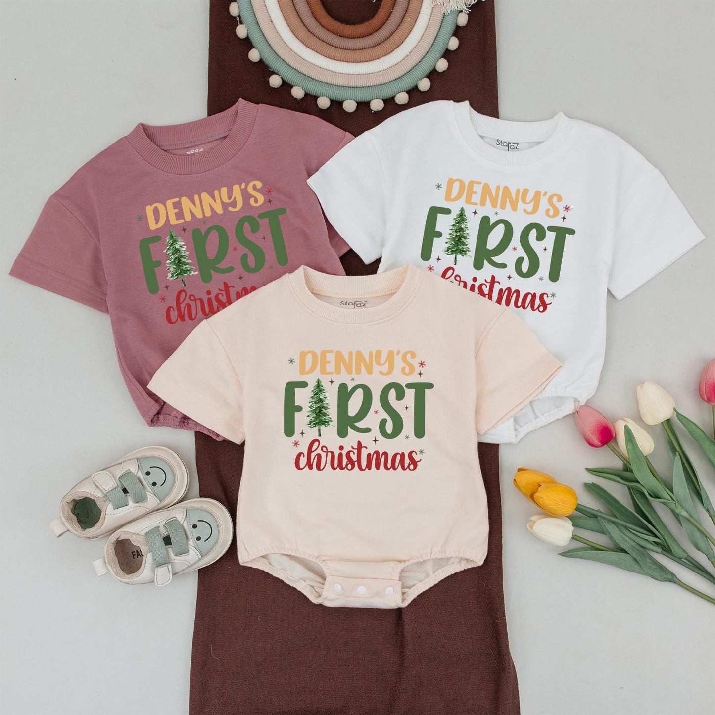 Festive First Christmas Family Outfit - Personalized T-Shirts Set