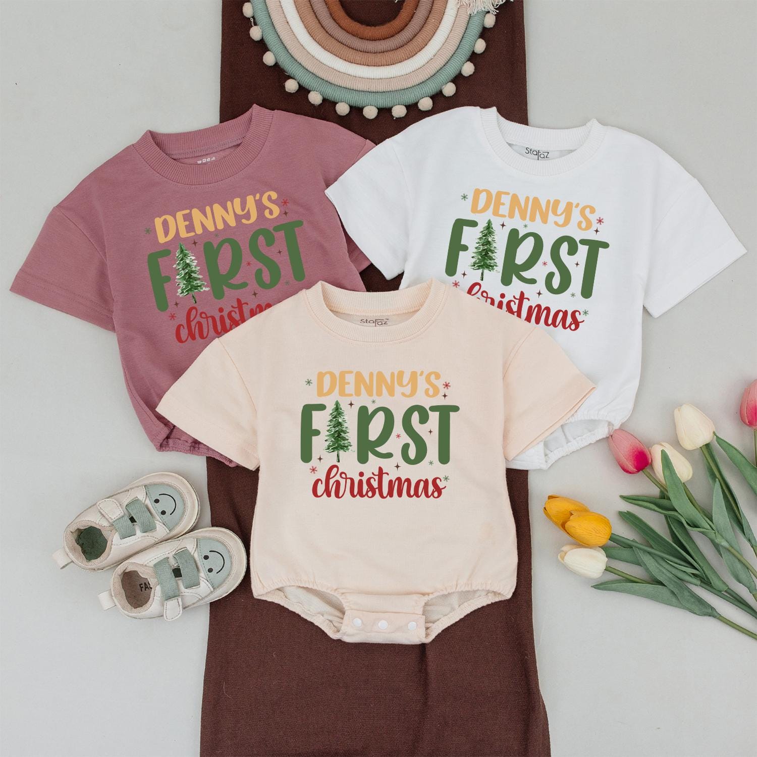 Festive First Christmas Family Outfit - Personalized T-Shirts Set