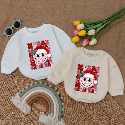Vintage Smiley Face Christmas Baby Romper - First Christmas Outfit