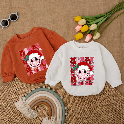 Vintage Smiley Face Christmas Baby Romper - First Christmas Outfit