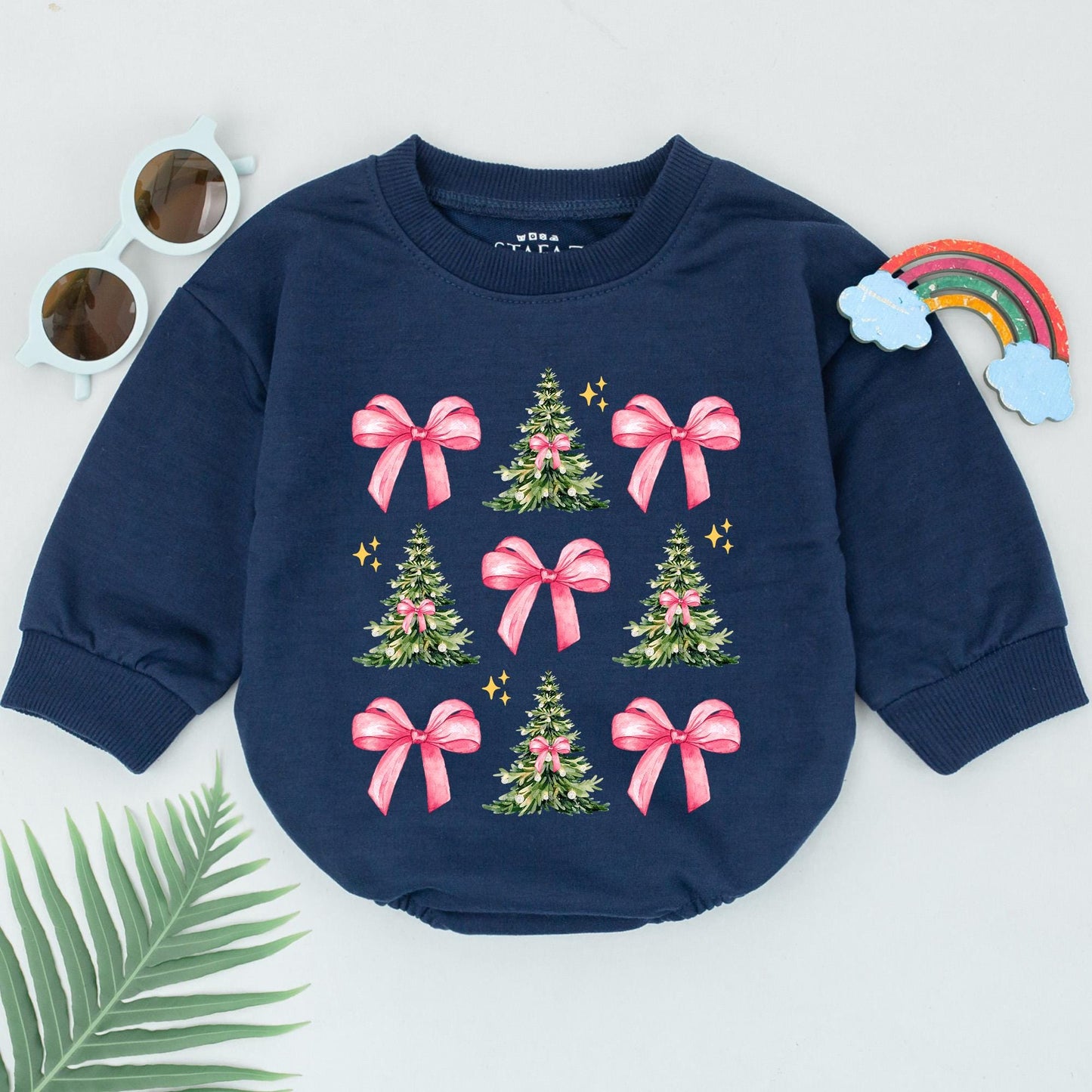 First Christmas Bow Romper | Newborn Xmas Outfit & Shower Gift