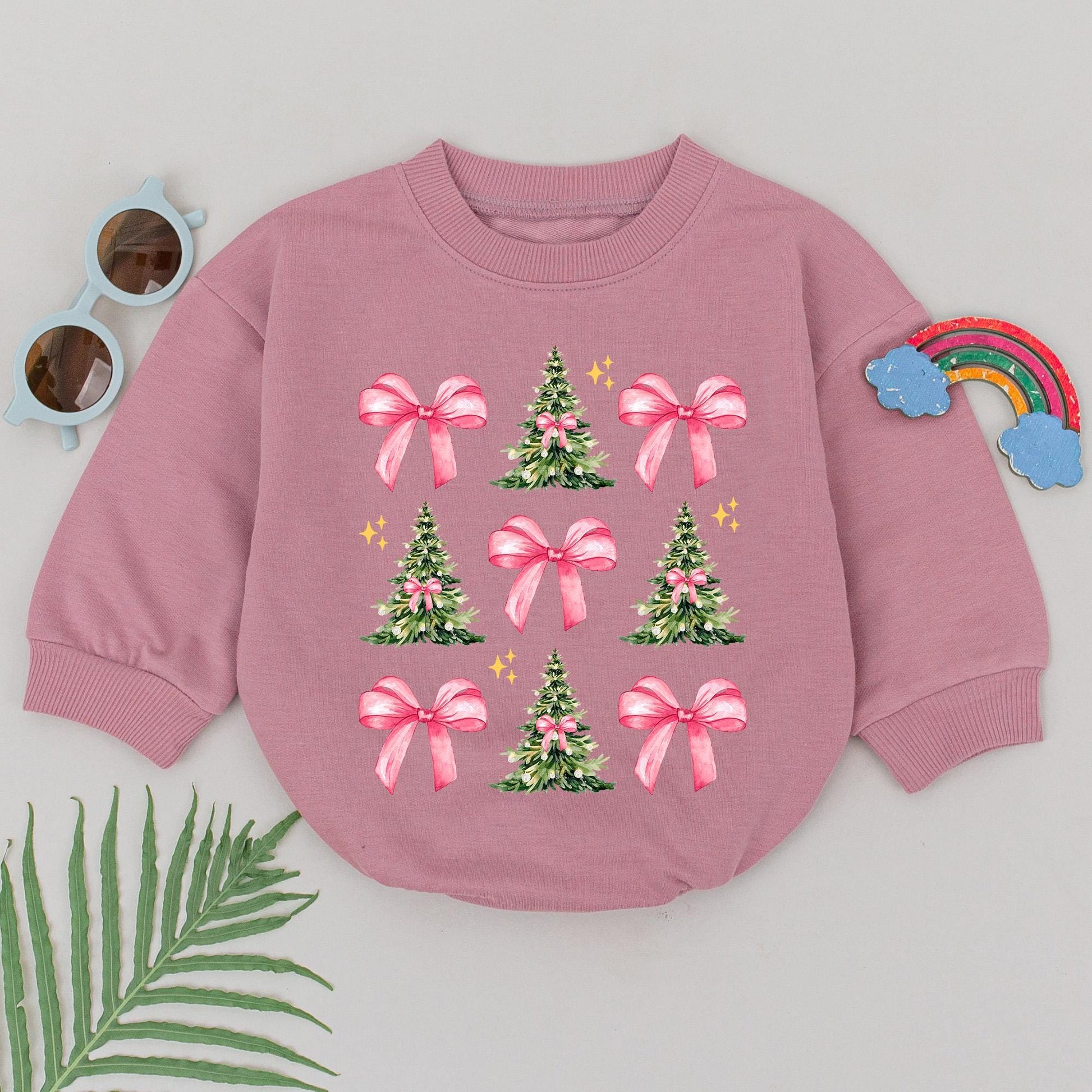 First Christmas Bow Romper | Newborn Xmas Outfit & Shower Gift