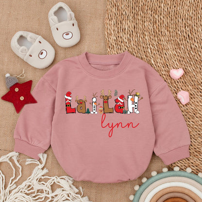 Personalized Baby Christmas Romper & Sweatshirt Set, Newborn Outfit