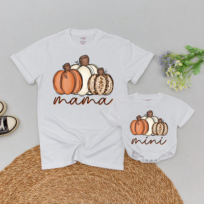 Matching Family Pumpkin Shirts, Mama & Mini, Retro Fall Outfits