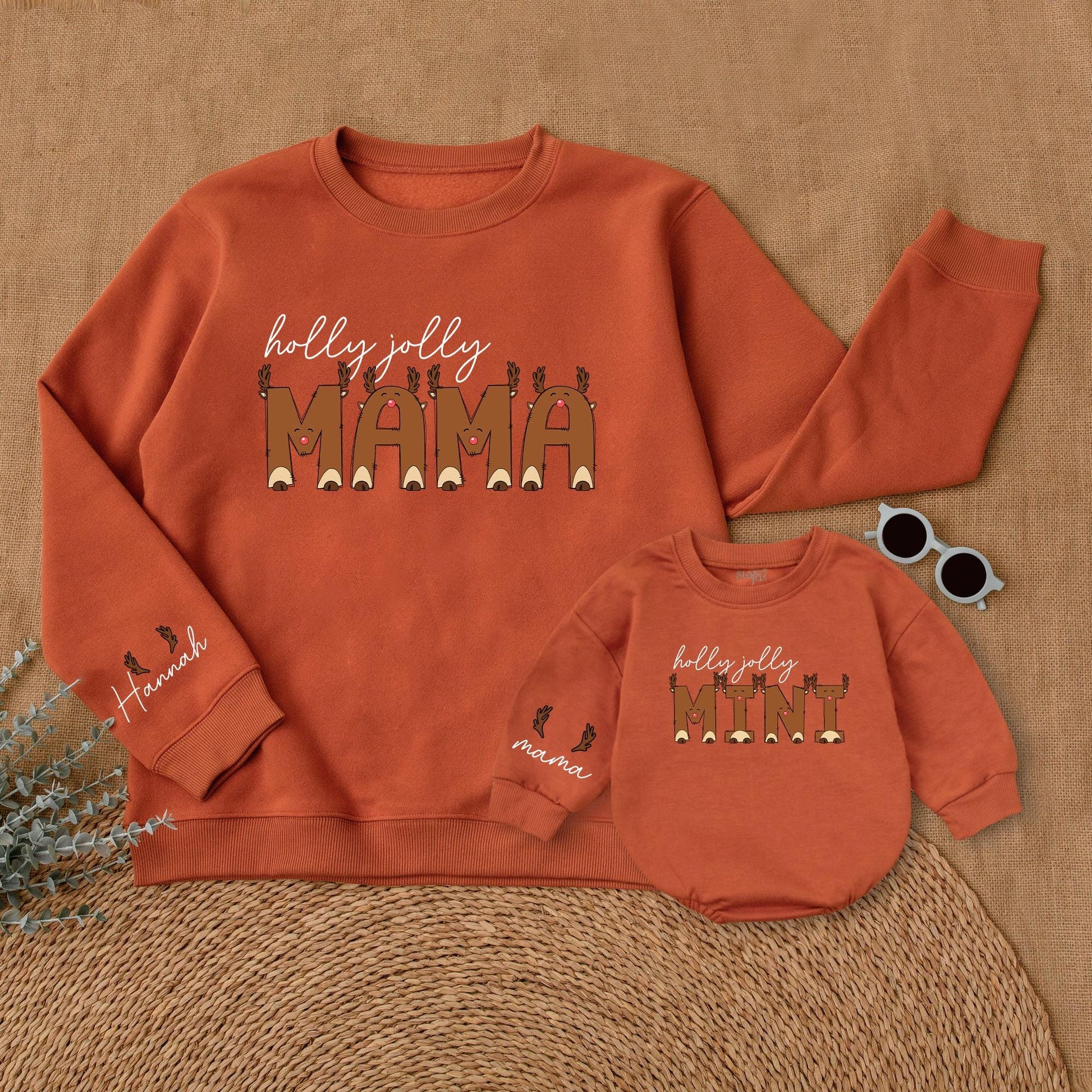 Matching Christmas Reindeer Sweatshirts for Moms and Kids