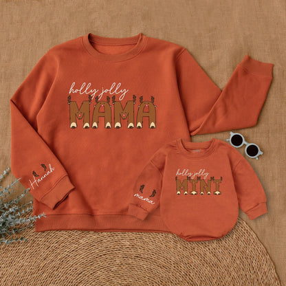Matching Christmas Reindeer Sweatshirts for Moms and Kids