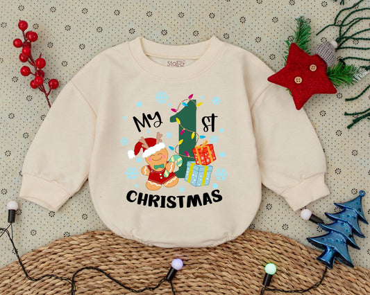 Retro Vintage Santa Romper - Infant First Christmas Outfit