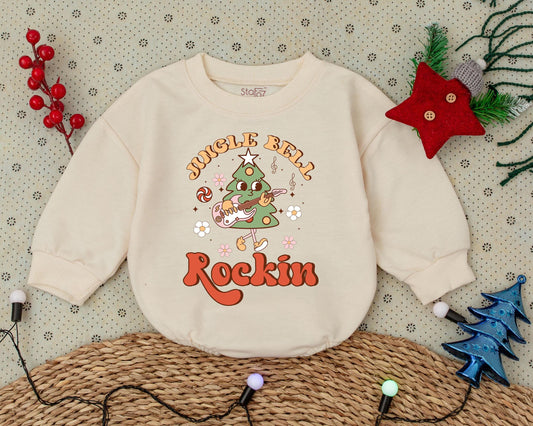 Vintage Christmas Romper, First Festive Outfit for Toddlers
