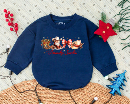 Retro Howdy Santa Romper: Baby's First Christmas Outfit & Gift