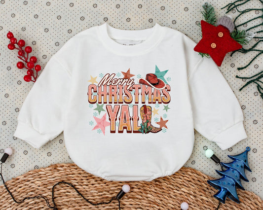 Western Christmas Bubble Romper: Vintage Outfit & Baby Shower Gift