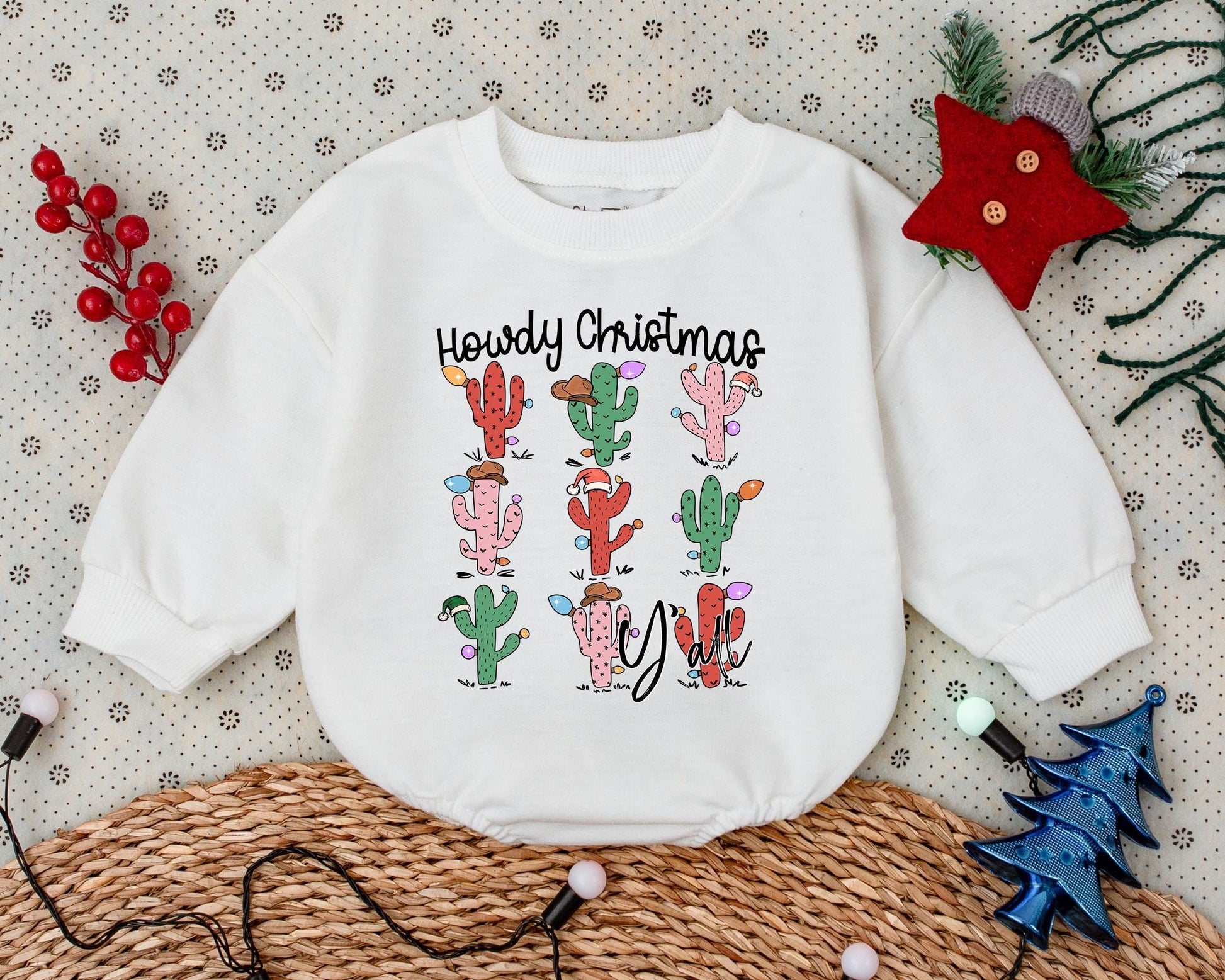 Western Christmas Romper: Cozy Vintage Outfit for Baby's First Holiday