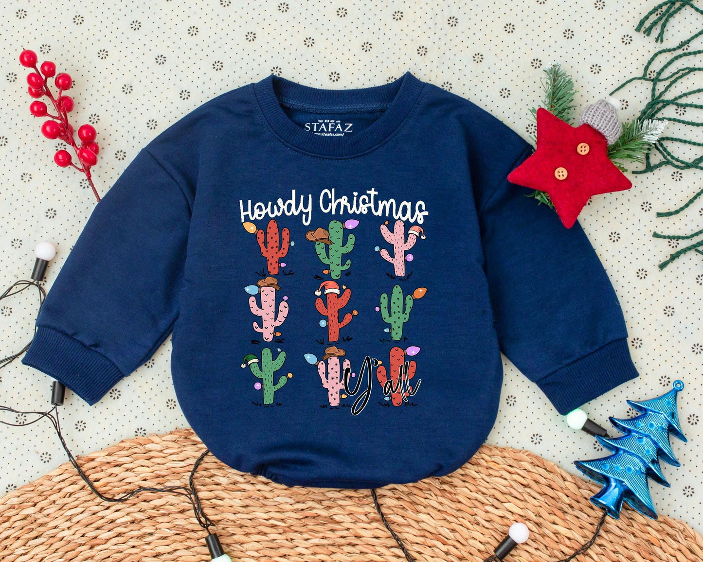 Western Christmas Romper: Cozy Vintage Outfit for Baby's First Holiday