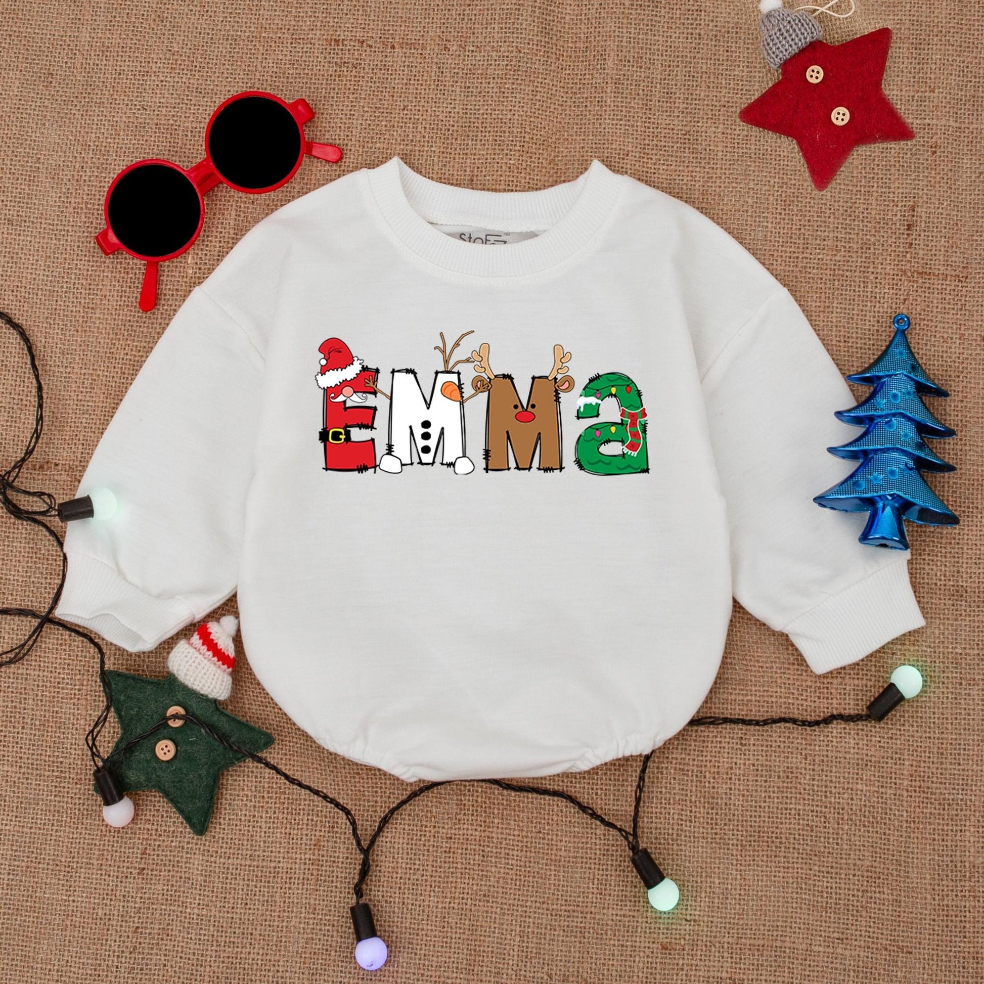 Customizable Xmas Baby Romper - Holiday Outfit with Name Feature