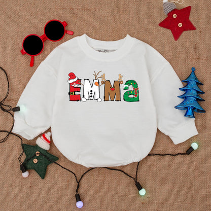 Customizable Xmas Baby Romper - Holiday Outfit with Name Feature