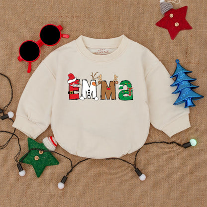 Customizable Xmas Baby Romper - Holiday Outfit with Name Feature
