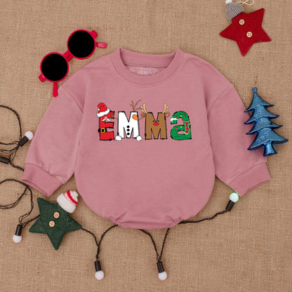 Customizable Xmas Baby Romper - Holiday Outfit with Name Feature