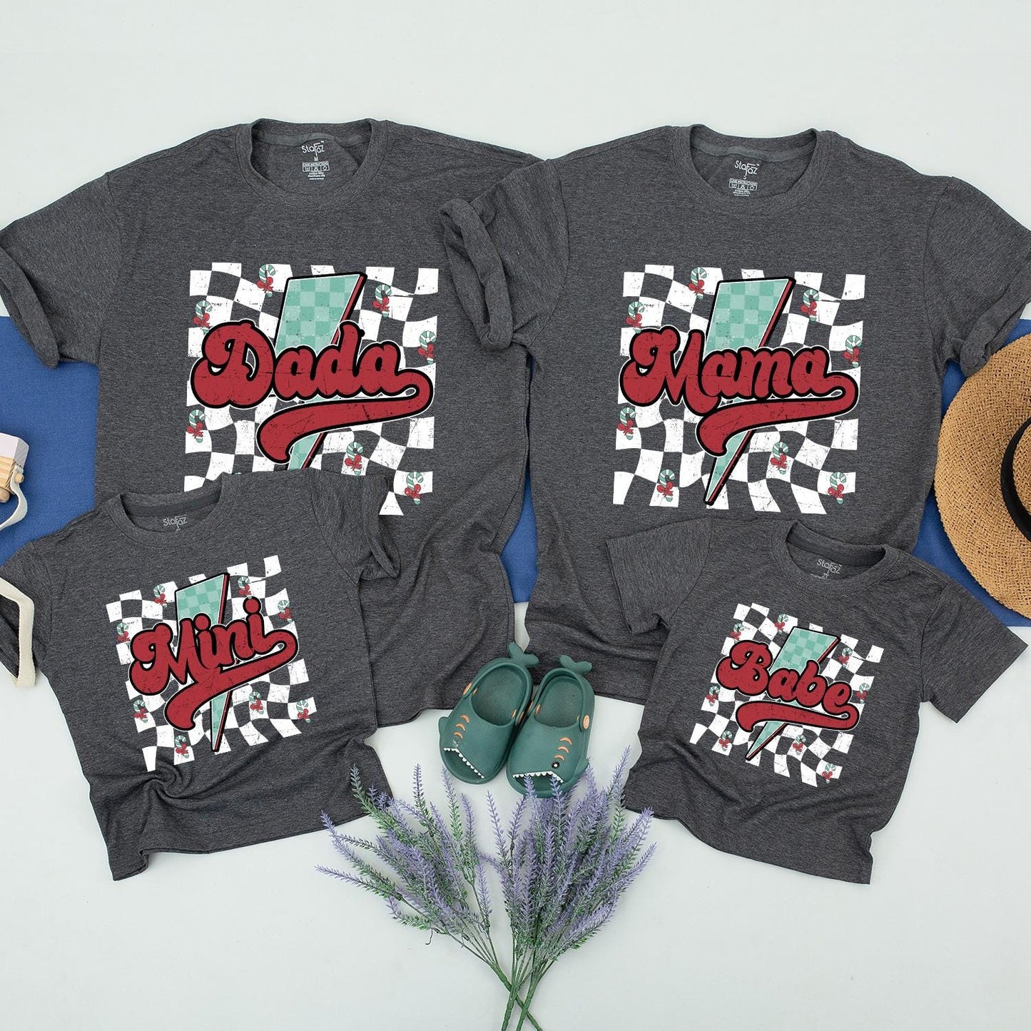 Mama Baby Matching Checkered Shirts for Family Christmas Outfits