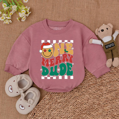 First Christmas Baby Bodysuit, Merry Dude Bubble Romper Outfit
