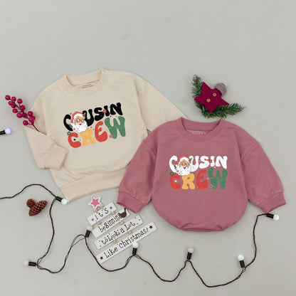 Groovy Cousin Crew Christmas Sweatshirt, Retro Santa Family Matching Xmas Outfit, Fun Holiday Sweatshirts for Baby, Toddler, & Kids 139 chars