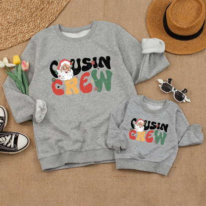 Groovy Cousin Crew Christmas Sweatshirt, Retro Santa Family Matching Xmas Outfit, Fun Holiday Sweatshirts for Baby, Toddler, & Kids 139 chars