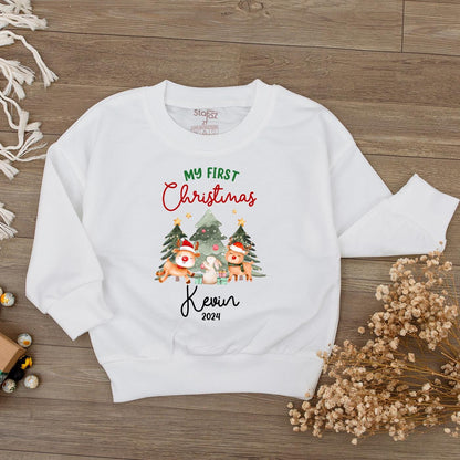 Baby's 1st Christmas Romper - Cute Reindeer Bubble Bodysuit Gift