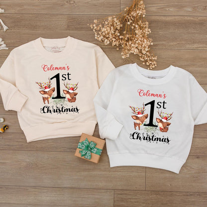 Baby's 1st Christmas Romper Outfit | Cute Reindeer & Santa Bodysuit
