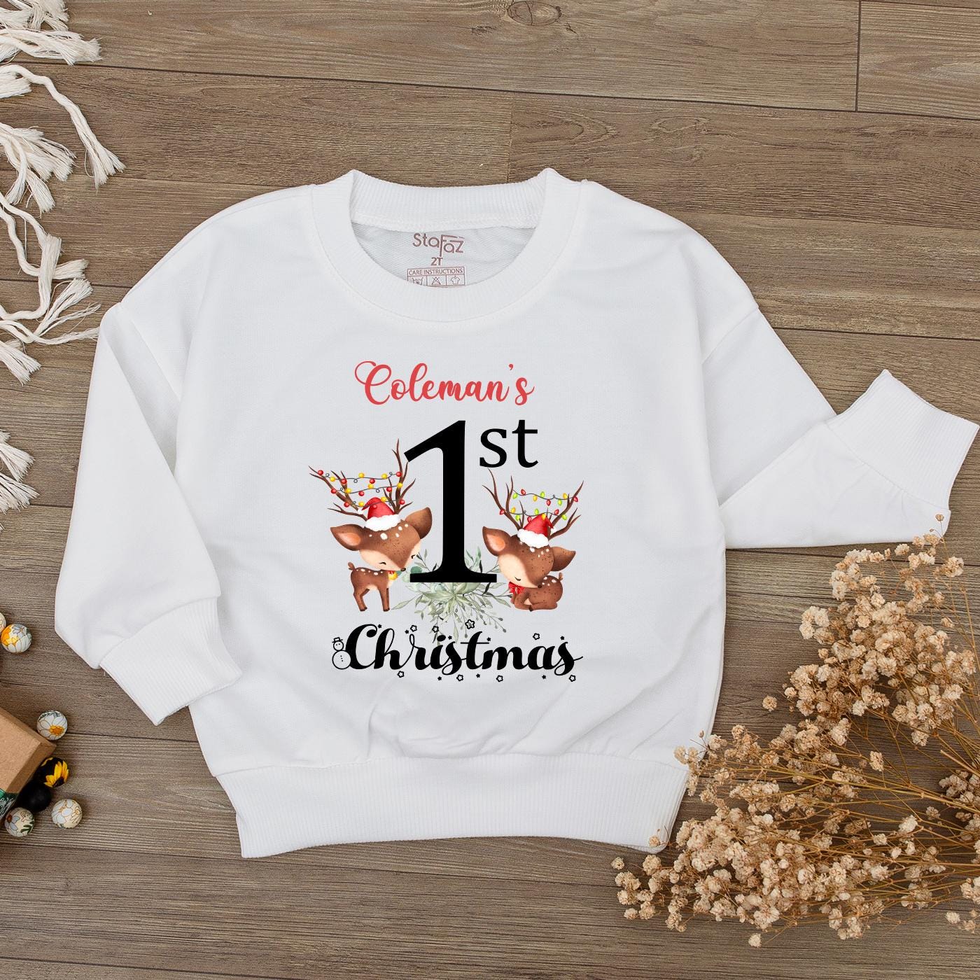 Baby's 1st Christmas Romper Outfit | Cute Reindeer & Santa Bodysuit
