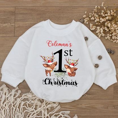 Baby's 1st Christmas Romper Outfit | Cute Reindeer & Santa Bodysuit