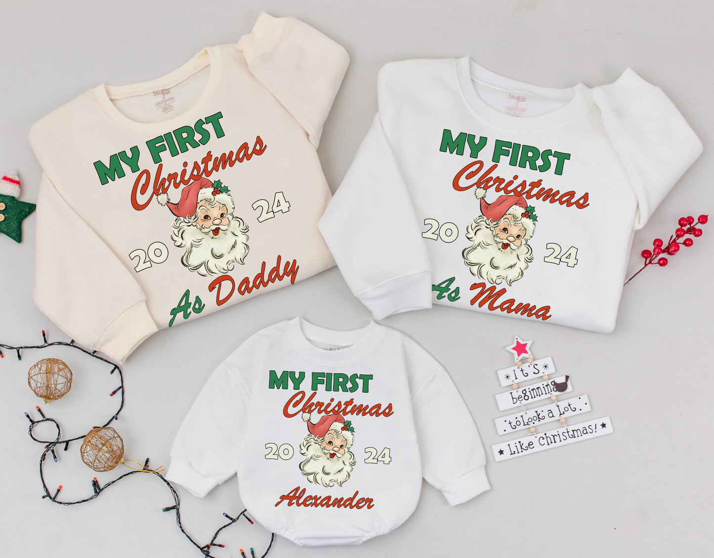 Matching Family Christmas Sweatshirt - First Christmas as Parents