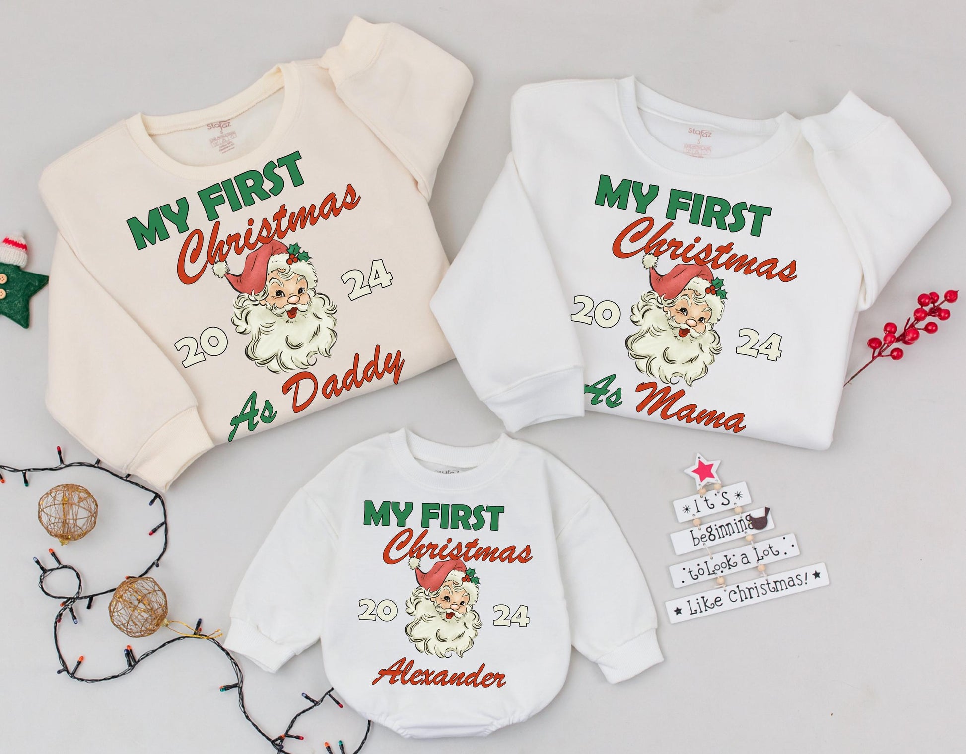 Matching Family Christmas Sweatshirt - First Christmas as Parents