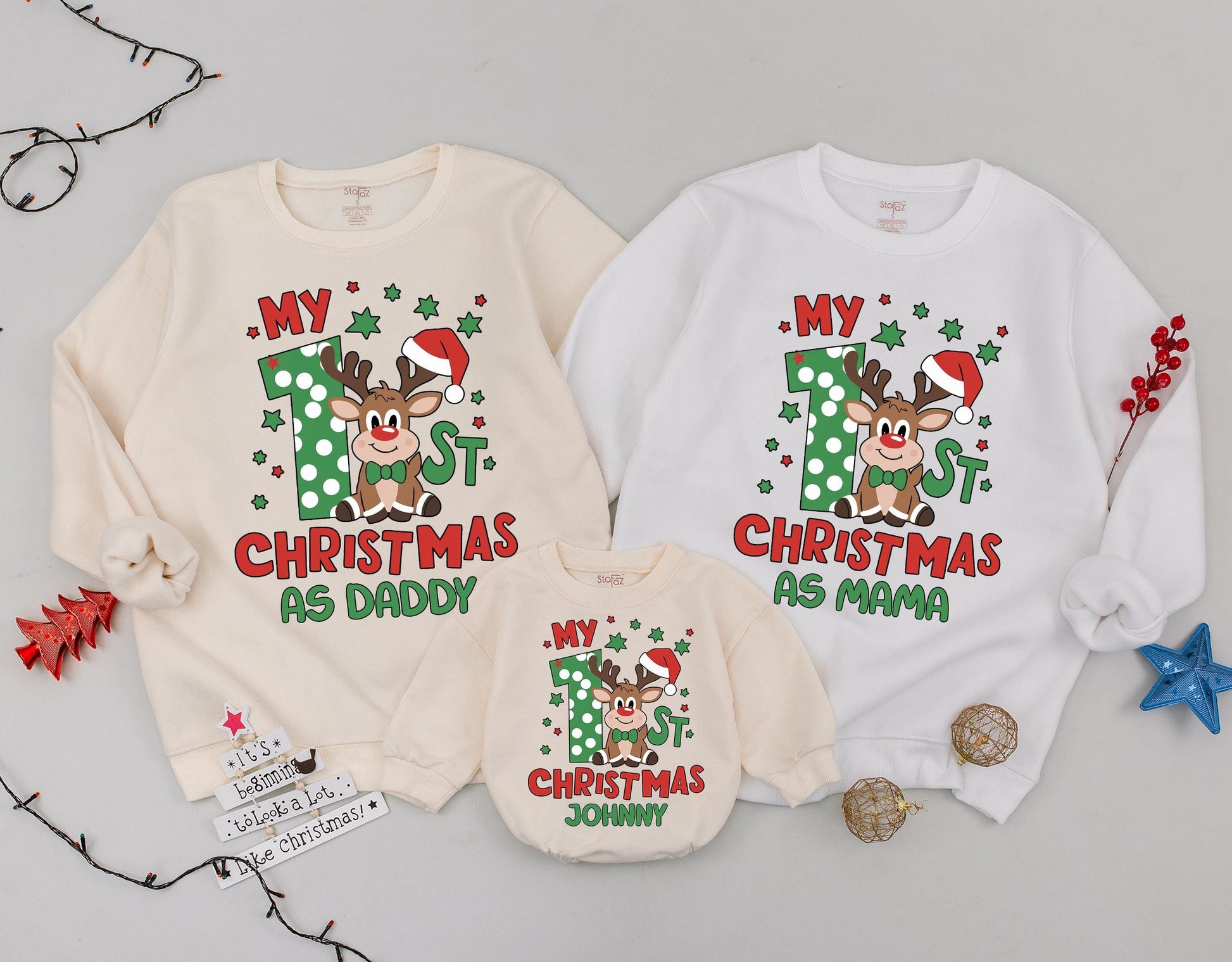 First Christmas Family Sweatshirt Set: Funny Holiday Tee & Gift