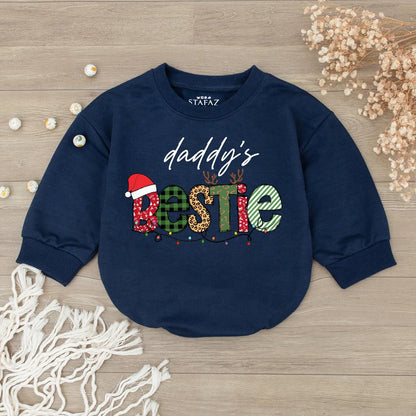 Daddy's Bestie Xmas Romper - Cute 1st Christmas Baby Outfit