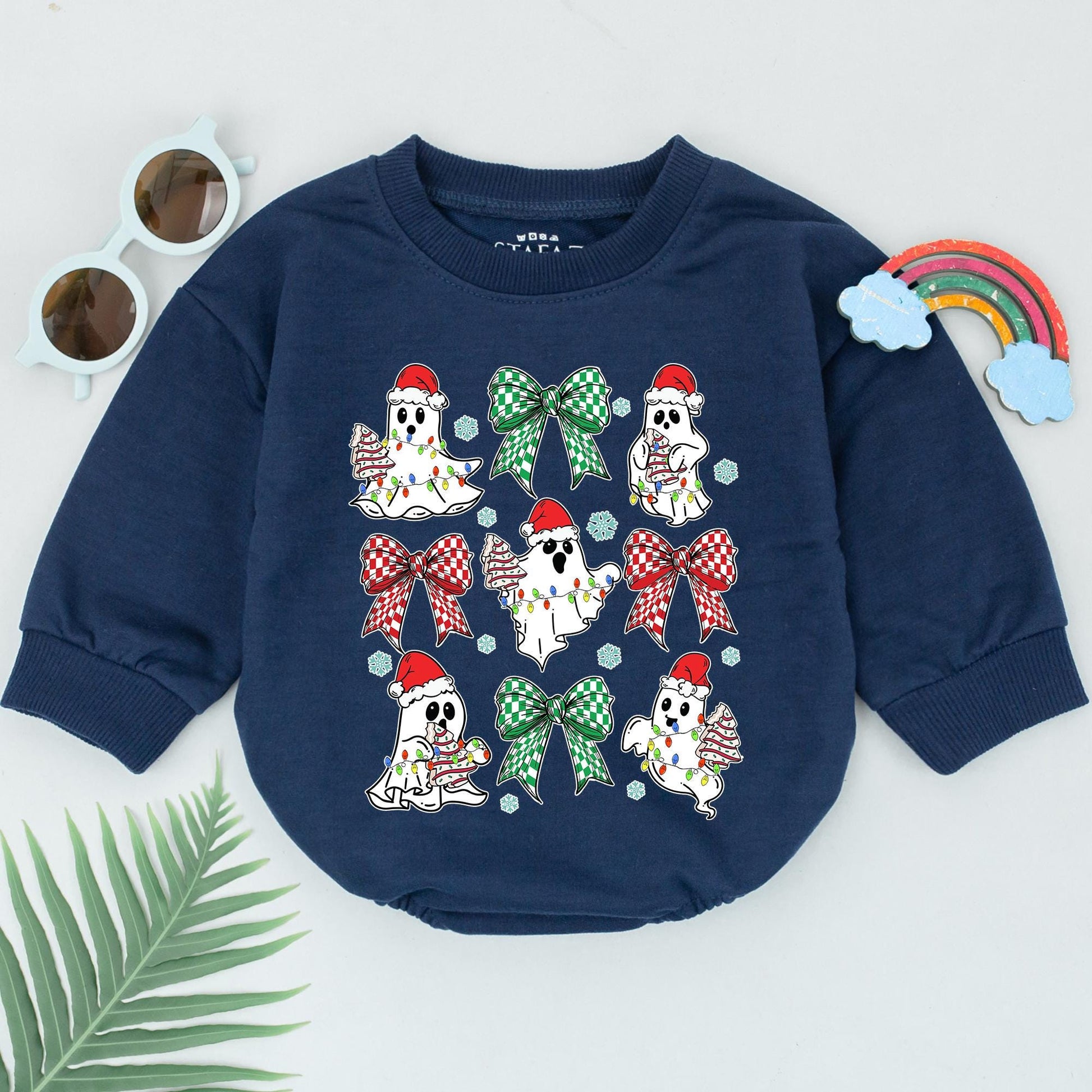 Festive Ghost Baby Romper – Perfect 1st Xmas Outfit & Shower Gift