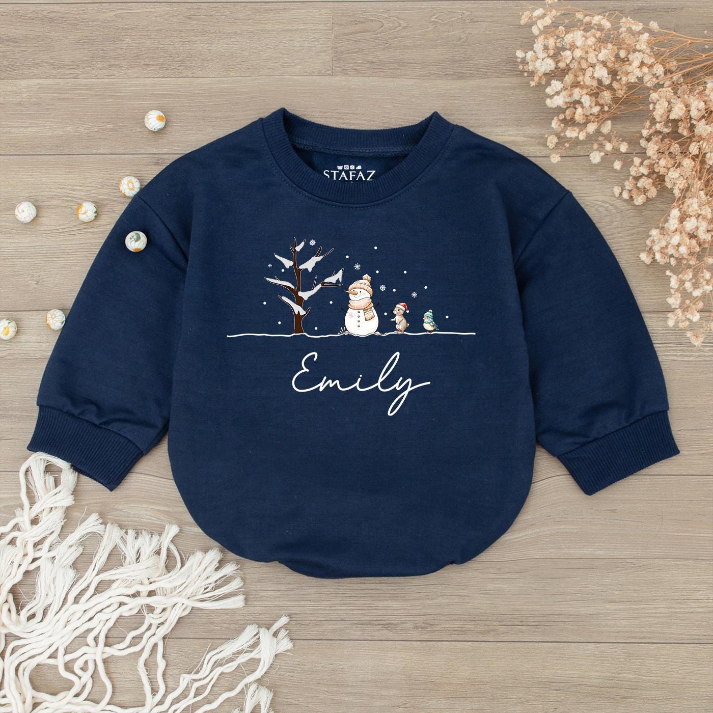 Baby's First Christmas Bodysuit: Adorable Snowman Romper Outfit
