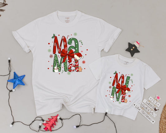 Vintage Christmas Mommy and Me Matching Shirts for Family Festivity