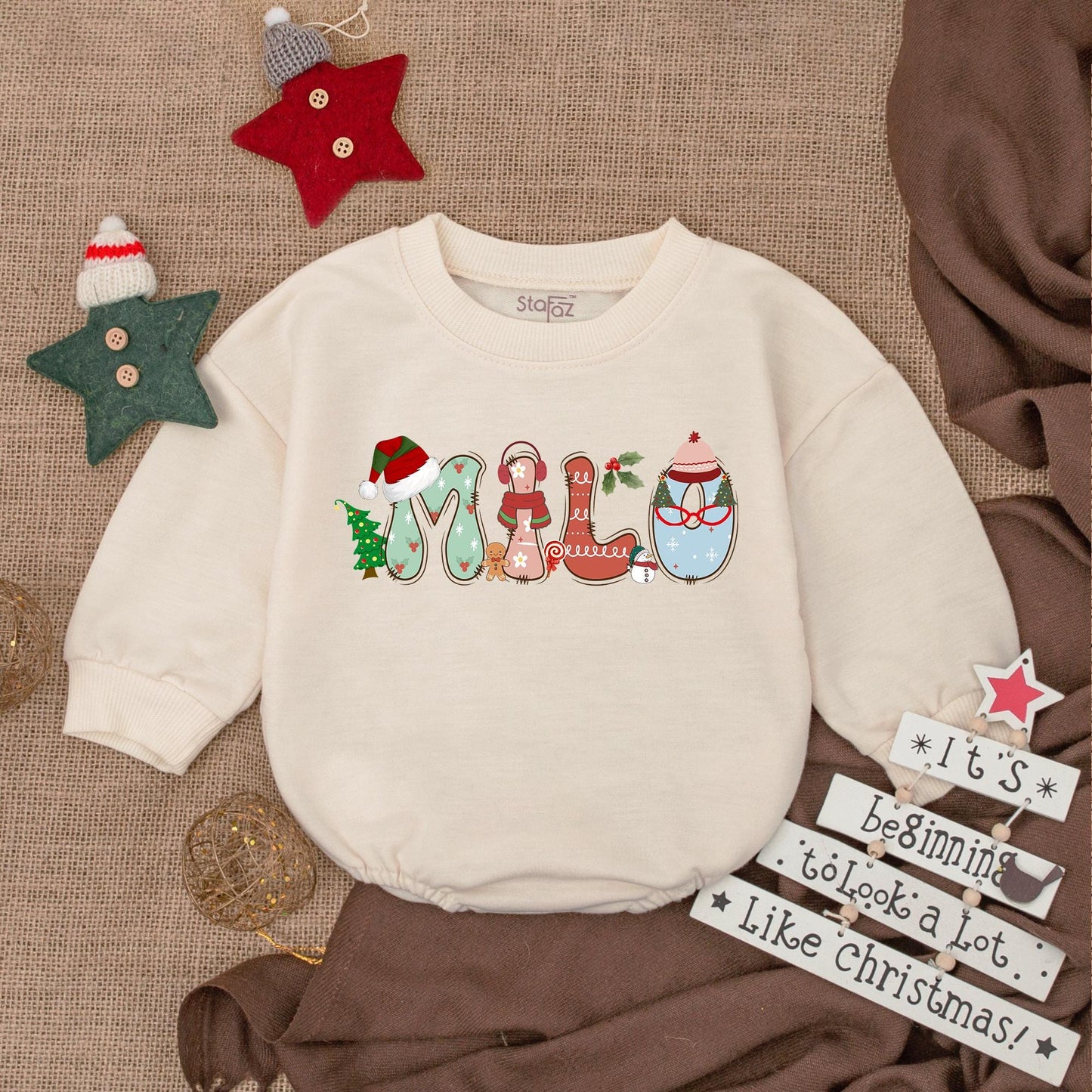 Personalized Christmas Baby Romper & Cozy Holiday Outfit Set