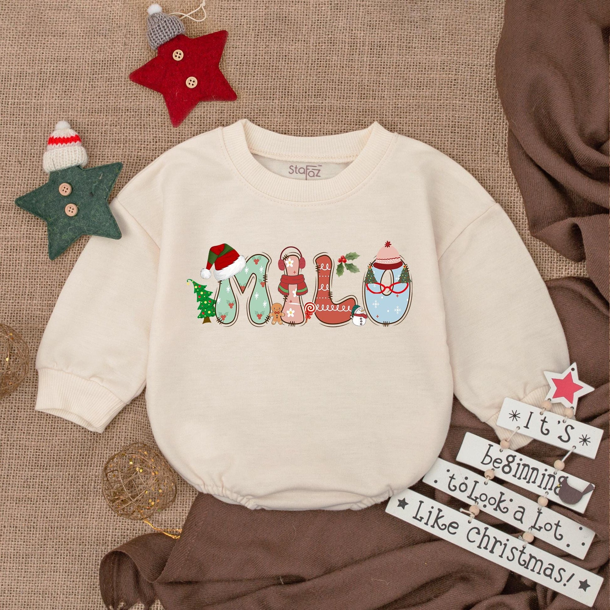 Personalized Christmas Baby Romper & Cozy Holiday Outfit Set